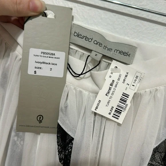 Blessed are the Meek Turn to Gold White and Black Lace Maxi Skirt - 2